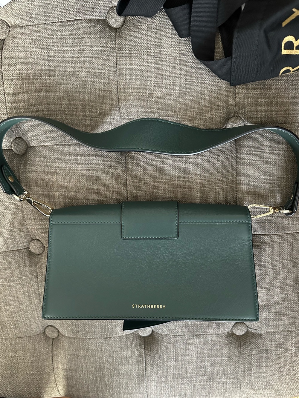 Strathberry Green Leather Shoulder/Crossbody Bag with Gold Hardware - Picture 7 of 10